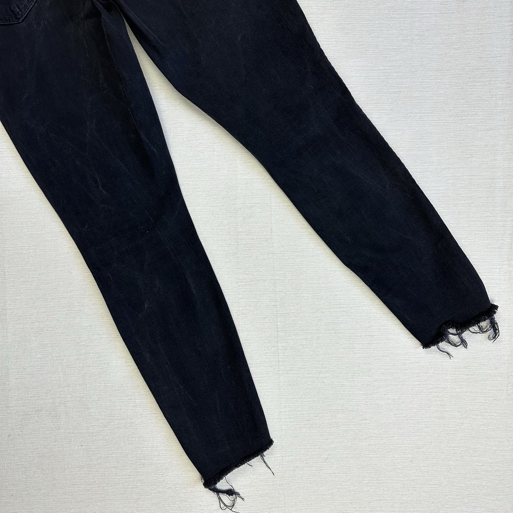 Mother Stunner Zip Ankle Step Fray Jeans Size 31 Black USA Not Guilty Wash - Picture 12 of 13